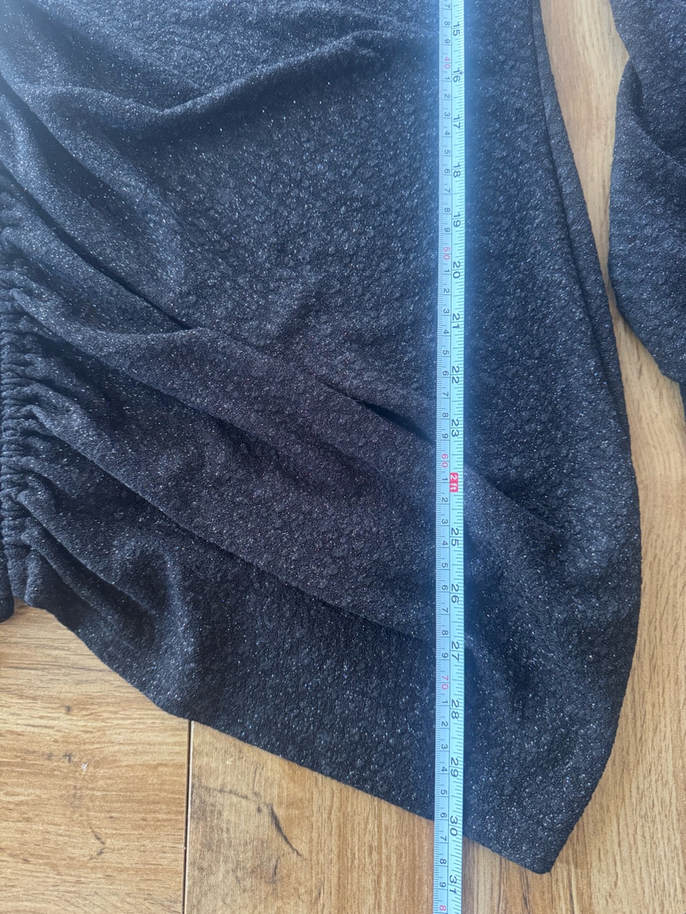 XL Black One-Shoulder Ruched Sparkle Dress - Picture 10 of 11